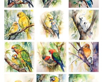 Mamá pájaro y su cría - Calcomanías de cerámica - Calcomanía de esmalte - Calcomanía de vidrio - 44899