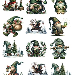 Christmas Gnomes -   Ceramic Decals- Enamel Decal - Fusible Decal - Glass Fusing Decal ~ Waterslide Decal - 13994
