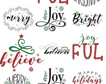 Christmas Sayings -   Ceramic Decals- Enamel Decal - Fusible Decal - Glass Fusing Decal ~ Waterslide Decal - 60022