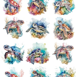 Beautiful Sea Turtles - Ceramic Decals - Fusible Decal - Glass Fusing Decal ~ Waterslide Decal -  72277