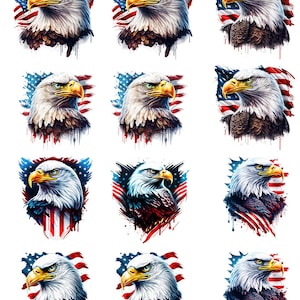 American Flag Bald Eagle- Patriotic - Ceramic Decals- Enamel Decal - Fusible Decal - Glass Fusing Decal ~ Waterslide Decal -10022