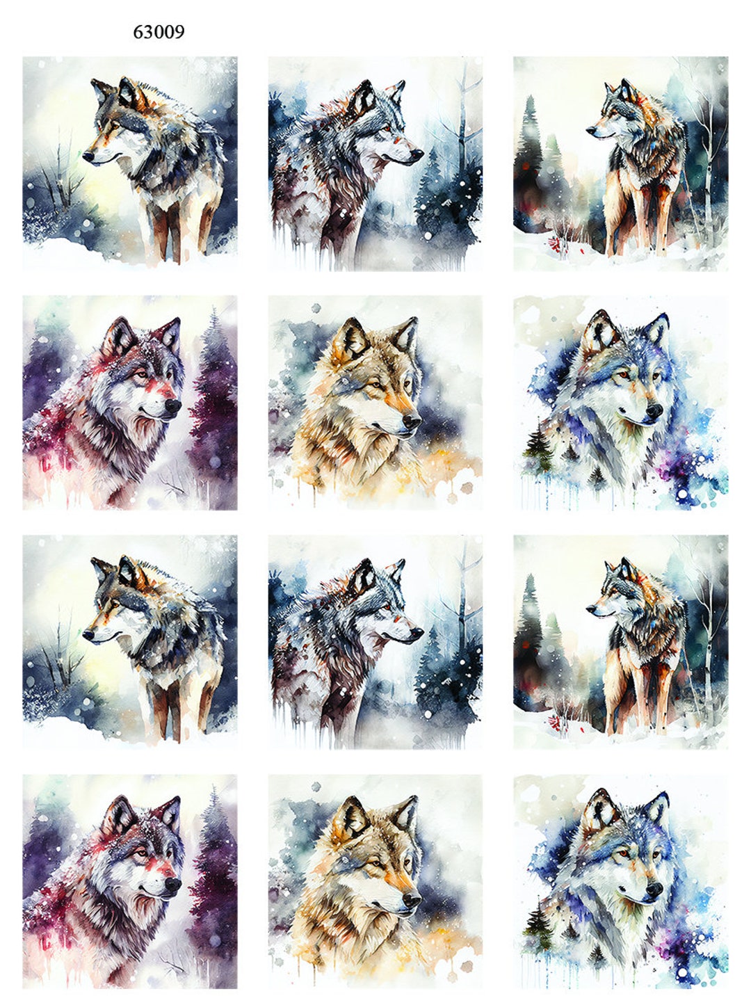 Winter Wolves Wolf Ceramic Decals Enamel Decal Fusible Decal Glass