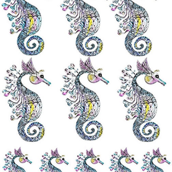 Lace Pastel Sea Horses - Ceramic Decals- Enamel Decal - Fusible Decal - Glass Fusing Decal ~ Waterslide Decal - 81339