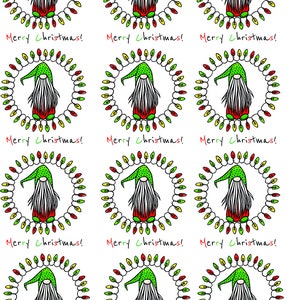 Merry Christmas Gnome - Ceramic Decals- Enamel Decal - Fusible Decal - Glass Fusing Decal ~ Waterslide Decal - 44218