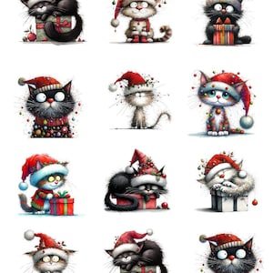 May include: A sheet of stickers featuring cartoon cats wearing Santa hats and holding gifts. The cats are in various colors, including black, gray, and orange, with festive decorations. The text "56561" is in the upper left corner.