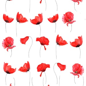 Poppy Flowers -  Ceramic Decals- Enamel Decal  - Glass Decal- 98112
