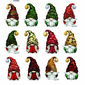 Christmas Gnomes  -  Ceramic Decals- Enamel Decal - Fusible Decal - Glass Fusing Decal ~ Waterslide Decal - 55981