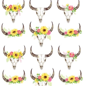 Skull and Flowers  - Ceramic Decals- Enamel Decal  - Glass Decal- 44928