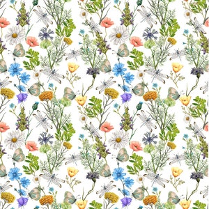 Seamless Wild Flower Pattern -  Ceramic Decals- Enamel Decal - Fusible Decal - Glass Fusing Decal ~ Waterslide Decal - 66792