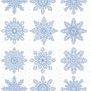 Blue Snowflakes - Ceramic Decals- Enamel Decal  - Glass Fusing Decal ~ Waterslide Decal - 15234