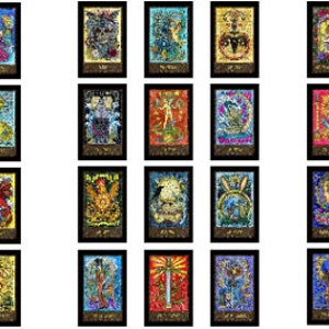 Cartas del Tarot - Hermosos colores - Calcomanías de cerámica - Calcomanía de esmalte - Calcomanía termofusible - Calcomanía de vidrio termofusible - Calcomanía al agua - 82005