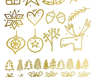 Gold Christmas Bits ~ Real Yellow Gold - Choose Ceramic or Glass Decal  - Low Fire - Fusible Glass ~ 59230