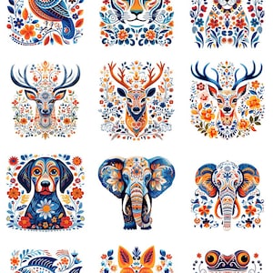 Whimsical Folk Animals 2  -  Ceramic Decals- Enamel Decal - Fusible Decal - Glass Fusing Decal ~ Waterslide Decal - 11284