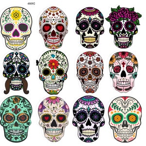 Sugar Skulls - Day of the Dead -  Ceramic Decals- Enamel Decal - Fusible Decal - Glass Fusing Decal ~ Waterslide Decal - 58092