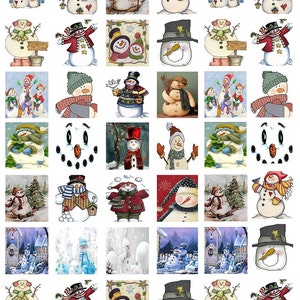 Christmas Snowmen - Ceramic Decals- Enamel Decal - Fusible Decal - Glass Fusing Decal ~ Waterslide Decal - 85139