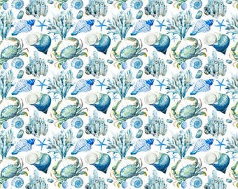 Mono azul con conchas - Calcomanías de cerámica - Calcomanía de esmalte - Calcomanía para vidrio - 25188