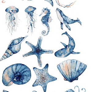 Watercolor Underwater -  Ceramic Decals- Enamel Decal - Fusible Decal - Glass Fusing Decal ~ Waterslide Decal - 42775
