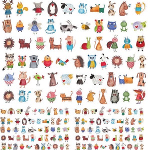Sweet Cartoon Animals - Ceramic Decals- Enamel Decal - Fusible Decal - Glass Fusing Decal ~ Waterslide Decal - 81822
