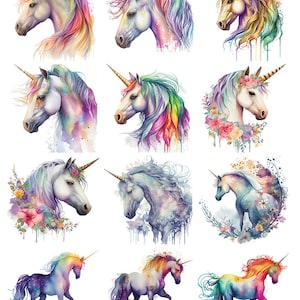 Colorful Rainbow Unicorns- Ceramic Decals- Enamel Decal  - Glass Decal- 41778