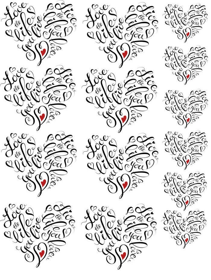 Love the Life You Live Hearts Ceramic Decals Enamel Decal - Etsy