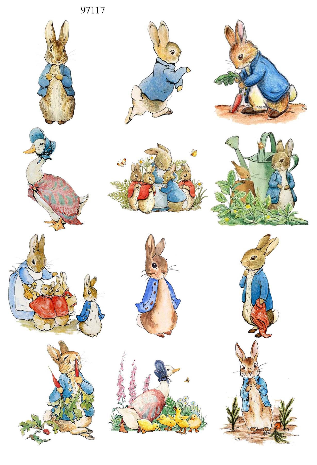 Peter Rabbit Bunny Easter Ceramic Decals Enamel Decal Fusible Decal Glass  Fusing Decal Waterslide Decal 97117 