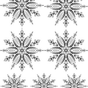 Kaleidoscope Snowflakes - Ceramic Decals- Enamel Decal  - Glass Fusing Decal ~ Waterslide Decal - 11966