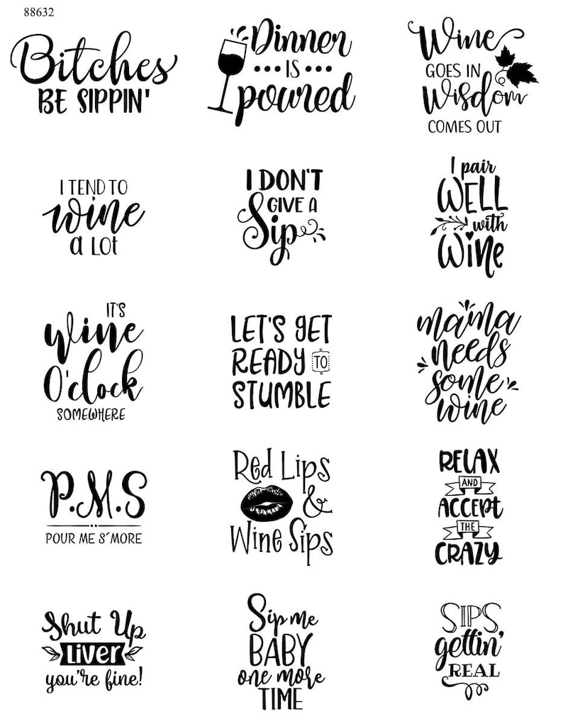 Cute Wine Quotes Wine Sayings Ceramic Decals Enamel Etsy