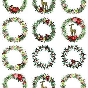 Vintage Christmas Wreathes ~ Ceramic Decal - Glass Decal ~LEAD FREE & Food Safe ~ Enamel Decal ~ Waterslide Decal - 94221