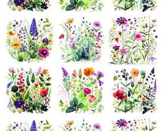 Wild Flowers -  Ceramic Decals- Enamel Decal - Fusible Decal - Glass Fusing Decal ~ Waterslide Decal - 68817