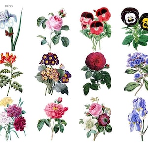 Vintage  Flowers -  Ceramic Decals- Enamel Decal  - Glass Decal- 88775