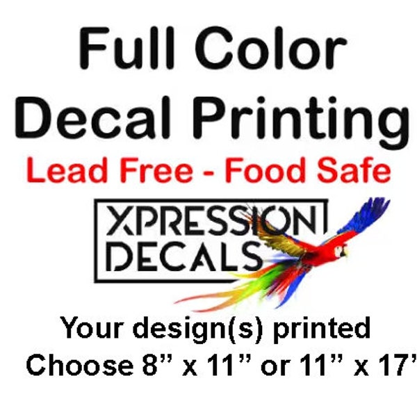 Full Color Custom Decals -  12345 - Ceramic or Glass Decal - You send us your image and we will print your custom decals.