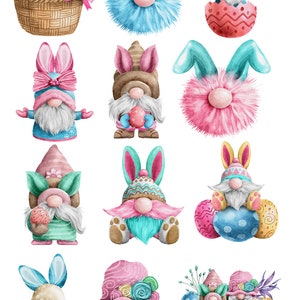 Bunches of Easter Gnome Rabbits Bunnies - Ceramic Decals- Enamel Decal - Fusible Decal - Glass Fusing Decal ~ Waterslide Decal - 96179