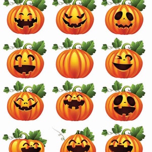 Gesichter von Halloween Kürbissen - Keramik Aufkleber - Emaille Aufkleber - Glas Fusing Aufkleber - Wasserschiebefolie Aufkleber - 88611