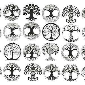 Lost of Tree of Life Symbols  - Ceramic Decals- Enamel Decal - Fusible Decal - Glass Fusing Decal ~ Waterslide Decal - 84142