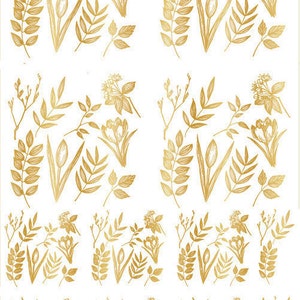 Golden Flowers ~ Choose Real Yellow Gold or Platinum White Gold - Choose Ceramic or Glass Decal  - Fusible Glass ~ 10887s ~