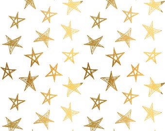 Hand Drawn Gold Stars ~ 55991G  ~ Choose Real Yellow Gold -  Choose Ceramic or Glass Decal