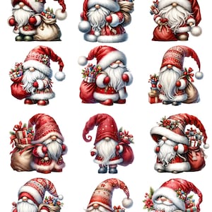 Cozy Christmas Santa Gnomes - Ceramic Decals- Enamel Decal - Fusible Decal - Glass Fusing Decal ~ Waterslide Decal - 10019
