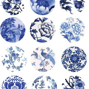 Blue Willow Circles -  Ceramic Decals- Enamel Decal  - Glass Fusing Decal ~ Waterslide Decal - 44799