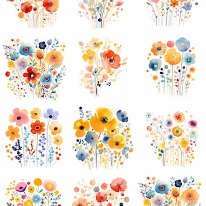 Whimsical Flowers -  Ceramic Decals- Enamel Decal  - Glass Decal- 46699
