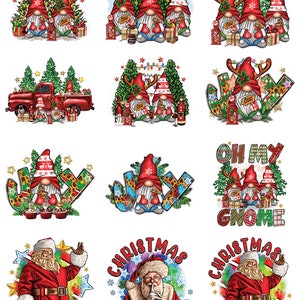 Christmas Bundle 2 - Gnomes Santa  -  Ceramic Decals- Enamel Decal - Fusible Decal - Glass Fusing Decal ~ Waterslide Decal - 17893
