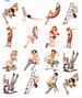 Vintage Pin-up Girls  - Ceramic Decals- Enamel Decal - Fusible Decal - Glass Fusing Decal ~ Waterslide Decal - 72200 