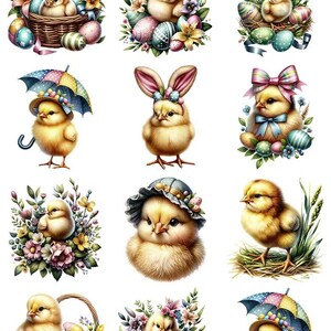 May include: A sheet of Easter stickers featuring yellow chicks with accessories like bonnets, umbrellas, and bunny ears. The stickers also include Easter eggs and floral arrangements. The text "49888" is at the top.