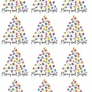 Merry & Bright Christmas Tree Lights -  Ceramic Decals- Enamel Decal - Fusible Decal - Glass Fusing Decal ~ Waterslide Decal - 15303