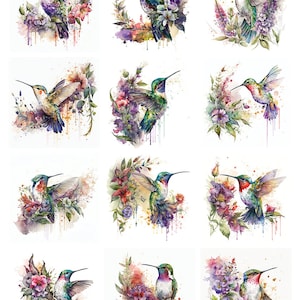 Kolibri und Blumen - Keramik Aufkleber - Emaille Aufkleber - Glas Aufkleber - 22166
