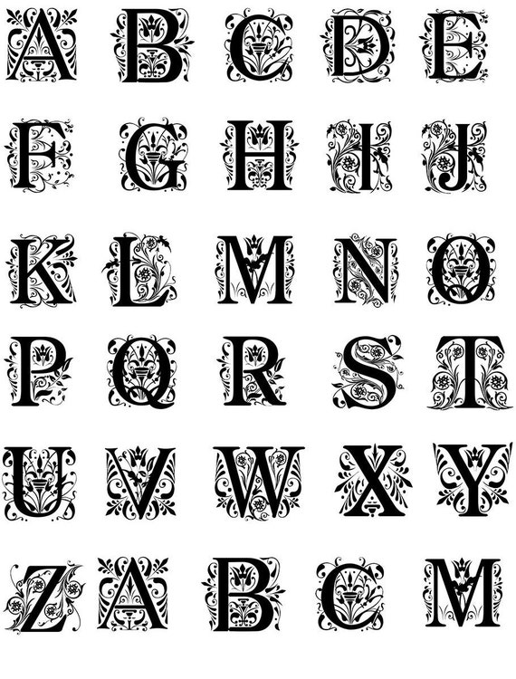 Ornate Alphabet Monograms Ceramic Decals Enamel Decal - Etsy