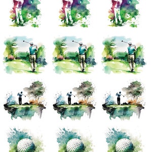 Golf Watercolor -  Ceramic Decals- Enamel Decal  - Glass Decal- 45713