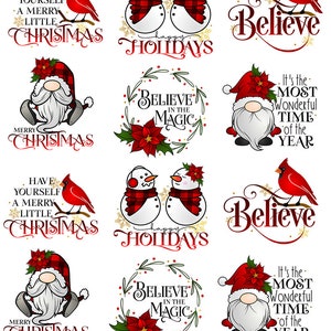 Believe - Christmas - Gnomes - Holidays - Ceramic Decals- Enamel Decal - Fusible Decal - Glass Fusing Decal ~ Waterslide Decal - 42840