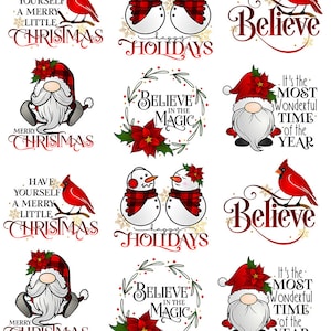 Believe - Christmas - Gnomes - Holidays - Ceramic Decals- Enamel Decal - Fusible Decal - Glass Fusing Decal ~ Waterslide Decal - 42840