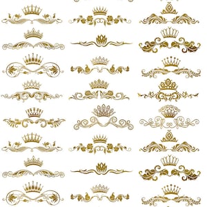 King Queen Crown Art ~ 60201~  Real Yellow Gold -  Choose Ceramic or Glass Decal  - Low Fire