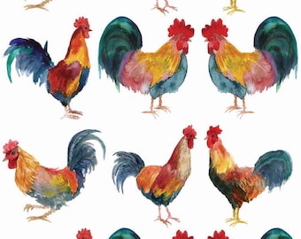 Gallos de acuarela - Calcomanías de cerámica - Calcomanía de esmalte - Calcomanía de vidrio - 69284
